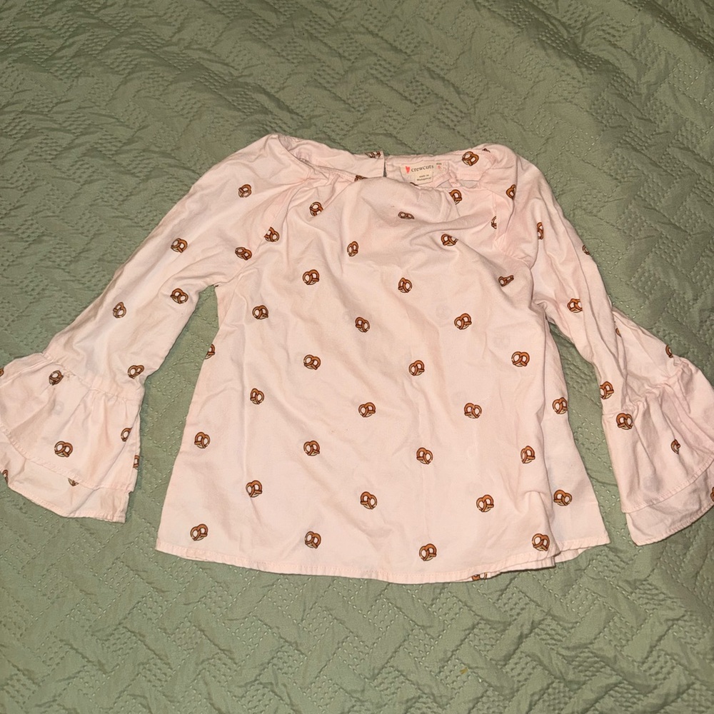 Crewcut Girls Pink Long-Sleeve Blouse with Pretzel Print size 5
